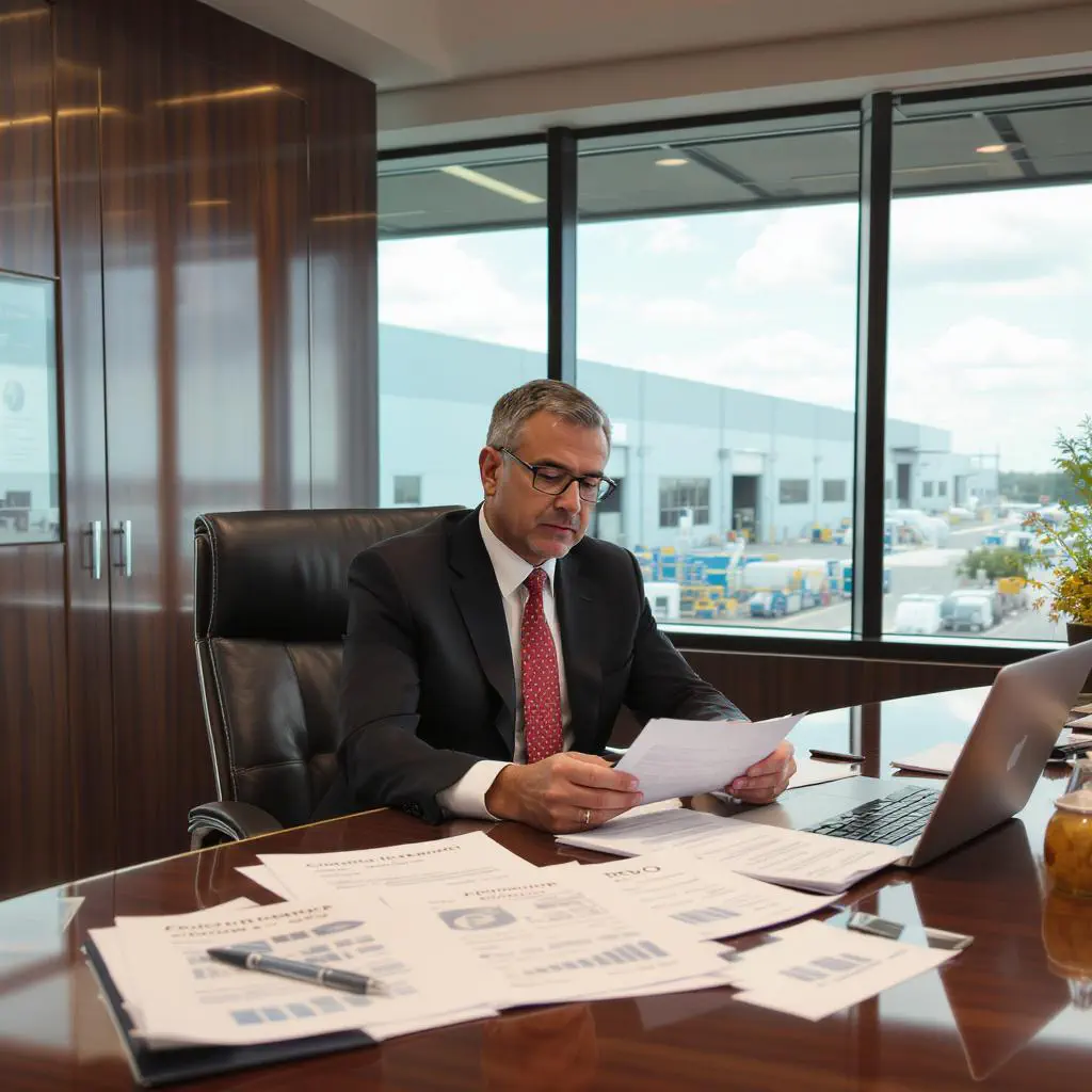 Finance leader confidently presenting a forward-looking chart in a boardroom.
