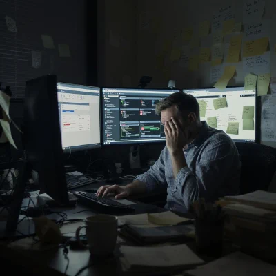 Buried in Busywork - illustrating the frustrating 'old way' of working.